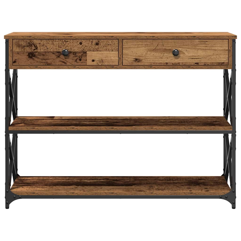 Console Table with Drawer with Shelf Old wood 100 x 28 x 75 cm