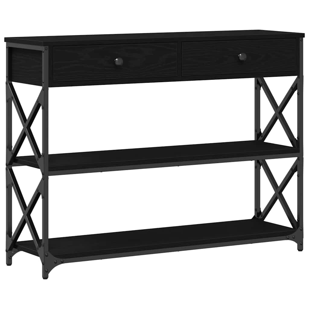 Console Table with Drawer with Shelf Black oak 100 x 28 x 75 cm