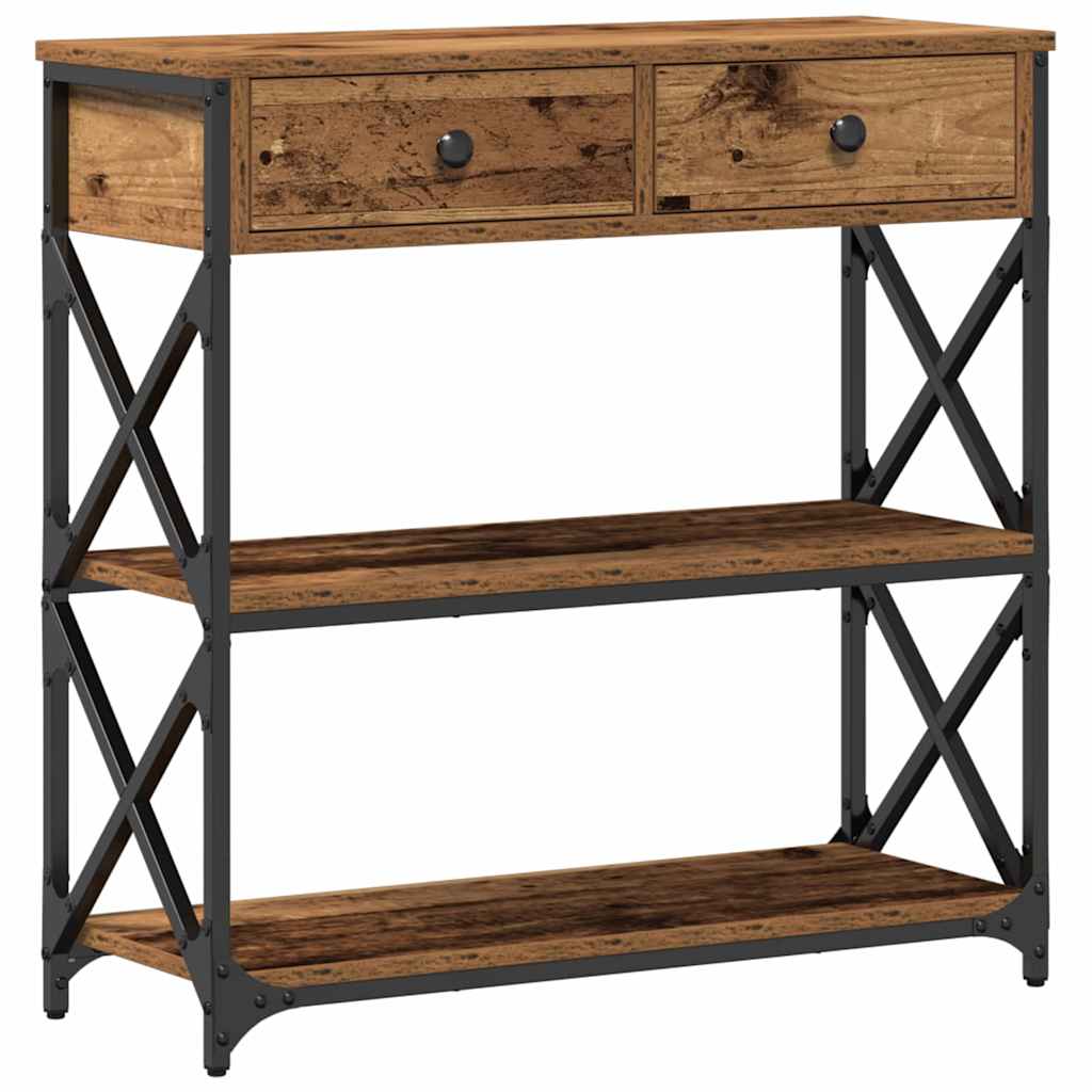 Console Table with Drawer with Shelf Old wood 75 x 28 x 75 cm