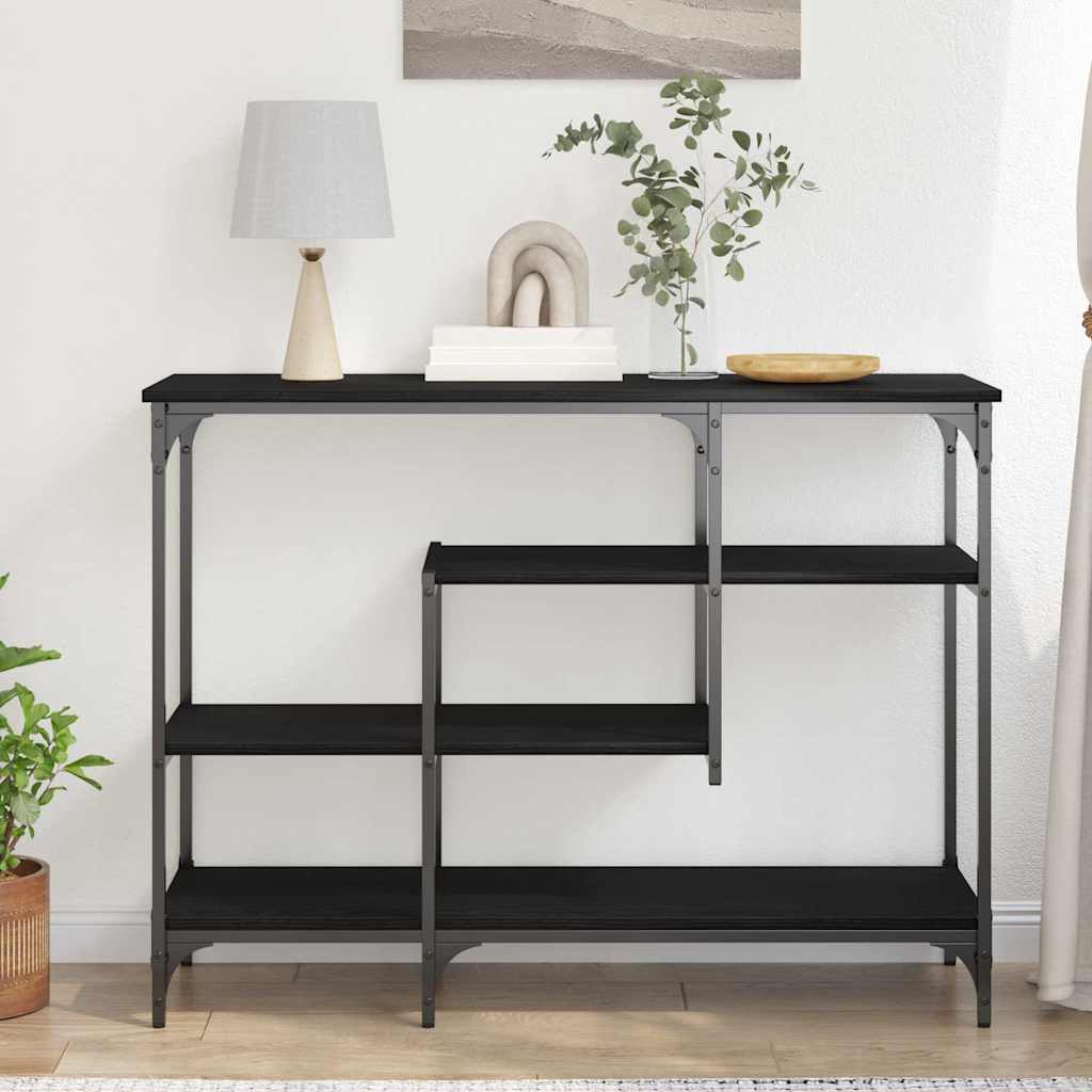 Console Table with Shelf Black oak 100 x 35 x 75 cm