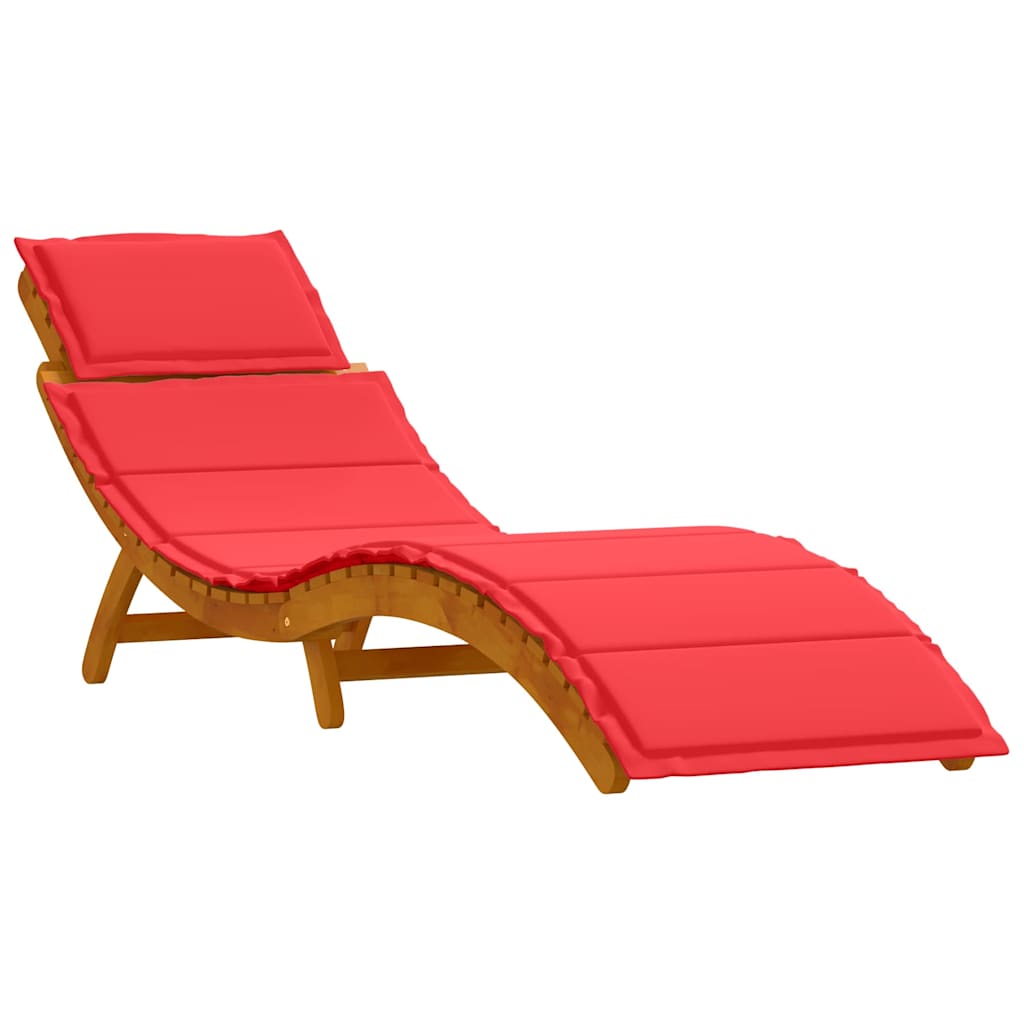 Sun lounger 2 pcs Red 184 x 55 x 64cm Solid Acacia wood