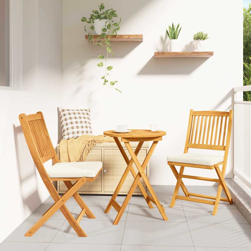 Folding Chair 2 pcs White 49 x 57.5 x 92cm Solid Acacia wood