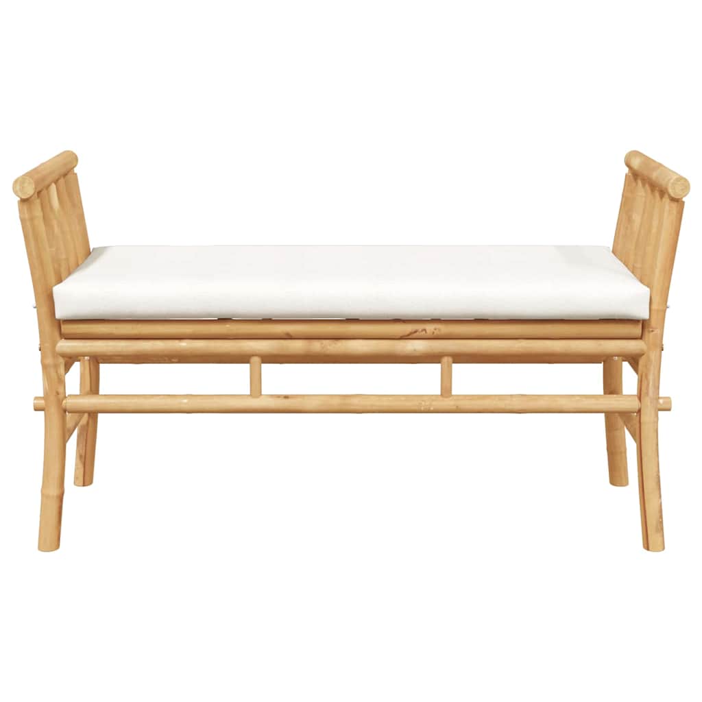Garden Bench with Cushion Brown 110 x 38 x 65cm Bamboo