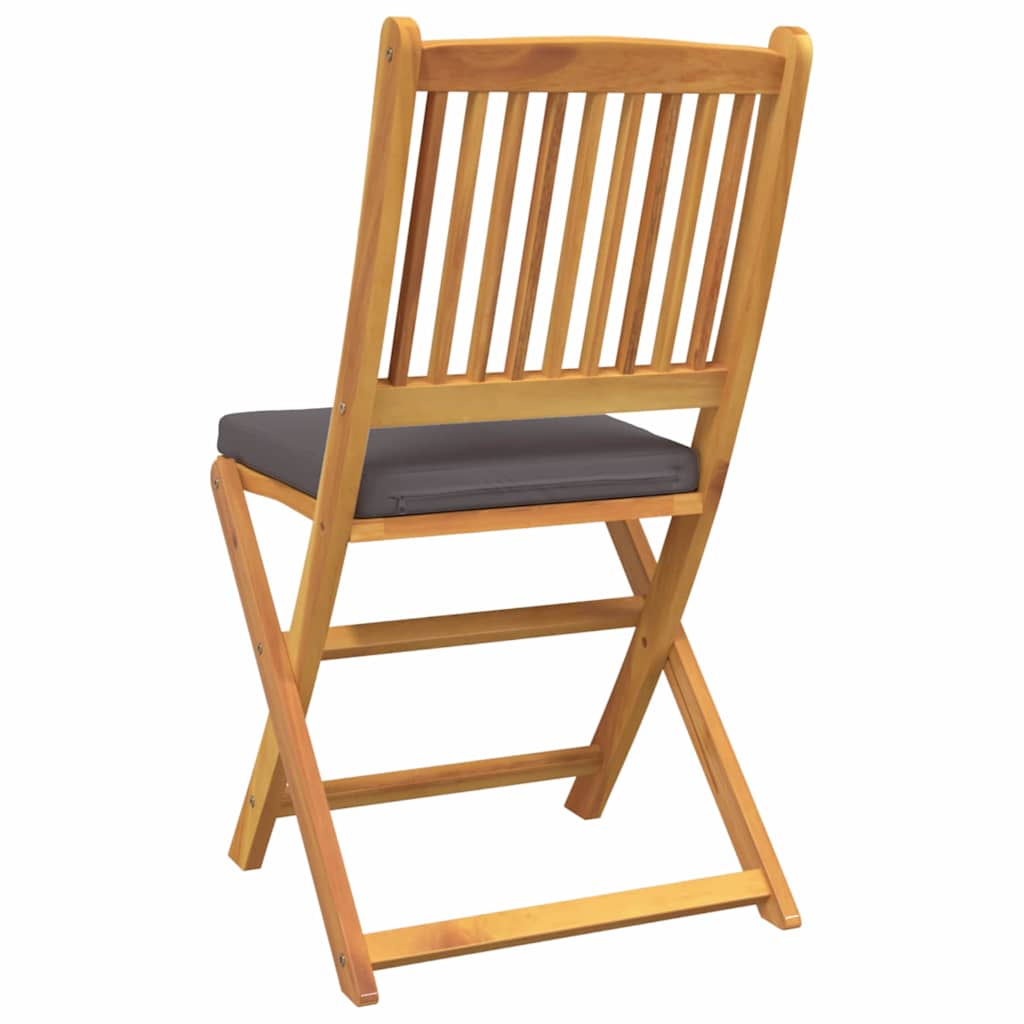 Folding Chair 4 pcs Grey 49 x 57.5 x 92cm Solid Acacia wood