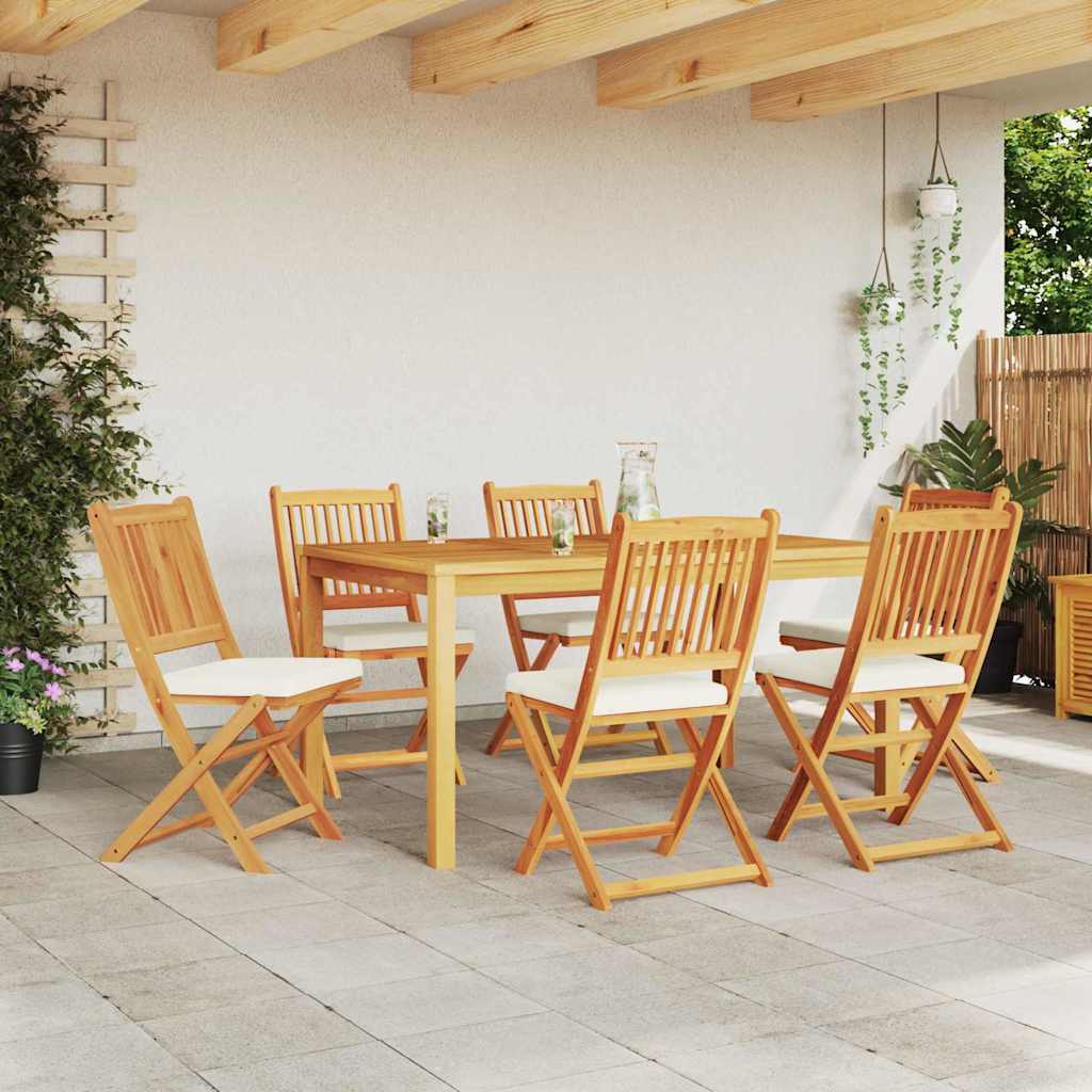 Folding Chair 6 pcs White 49 x 57.5 x 92cm Solid Acacia wood