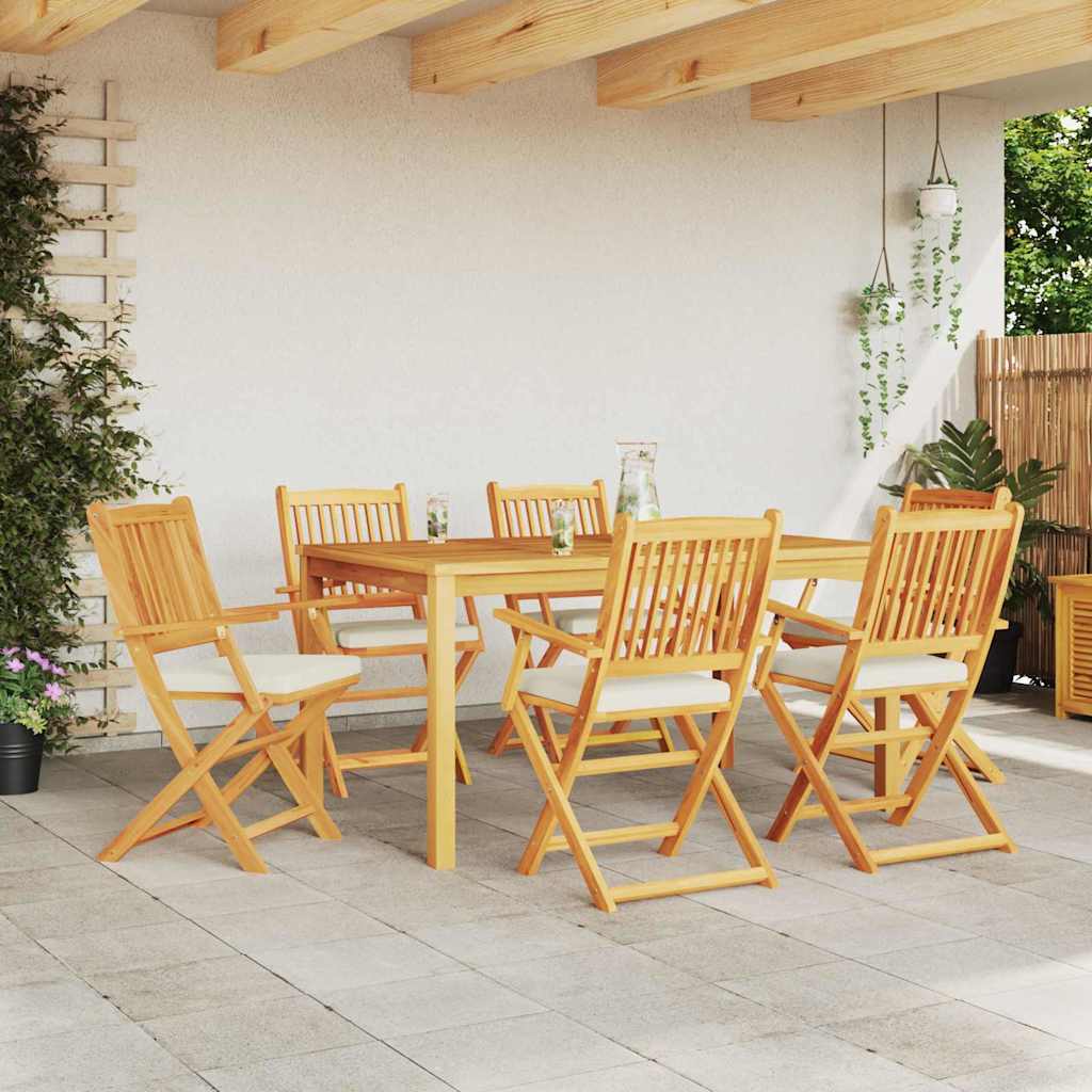 Folding Chair 6 pcs White 49 x 57.5 x 92cm Solid Acacia wood