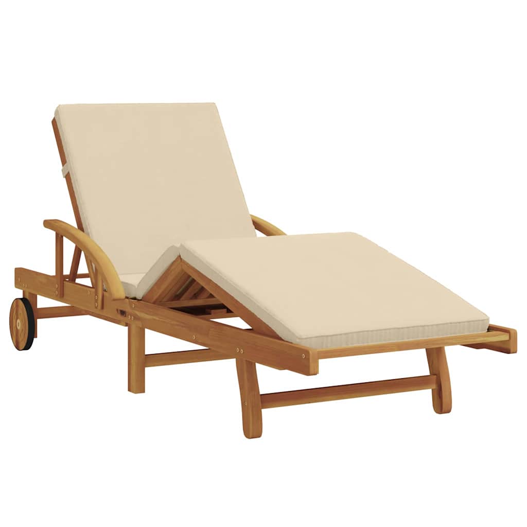Sun Lounger 2 pcs Beige 40 x 40 x 40cm Solid Acacia wood