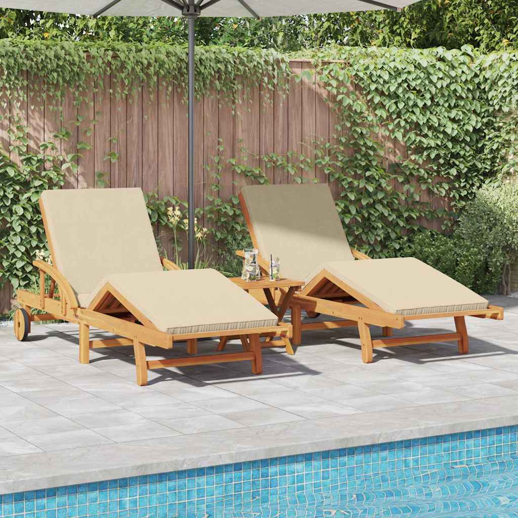 Sun Lounger 3 pcs Beige 40 x 40 x 40cm Solid Acacia wood