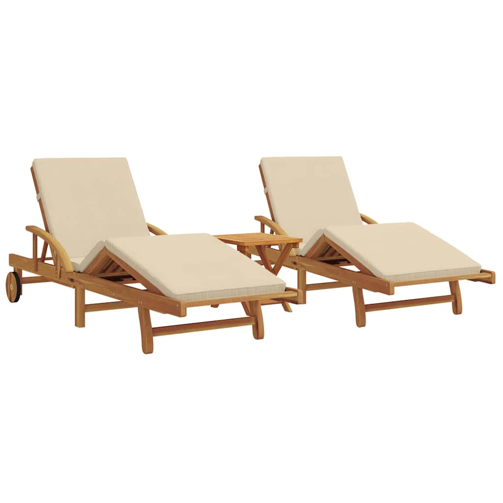 Sun Lounger 3 pcs Beige 40 x 40 x 40cm Solid Acacia wood