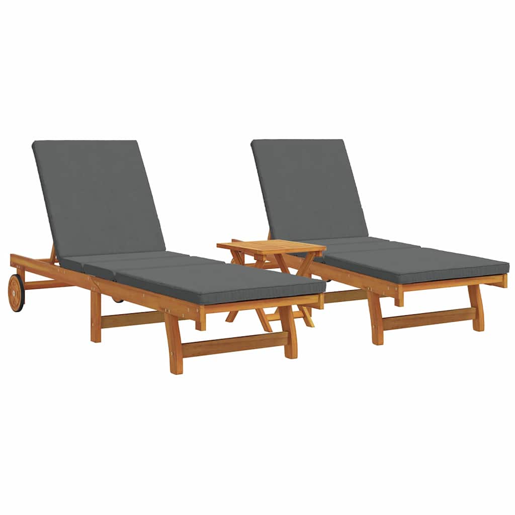 Sun Lounger 3 pcs Brown 40 x 40 x 40cm Solid Acacia wood