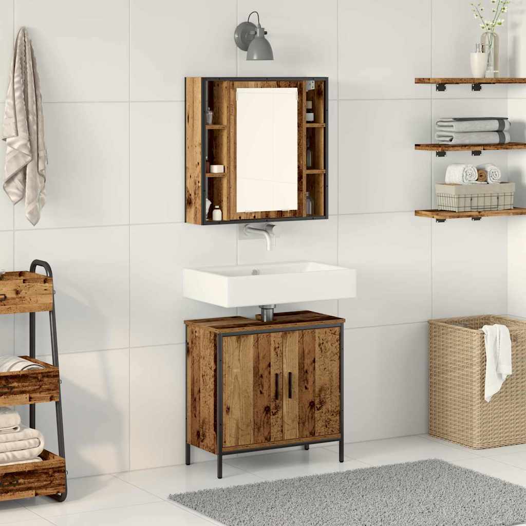 Bathroom Furniture Set with Shelf 2 pcs Brown 60 x 30 x 60 cm