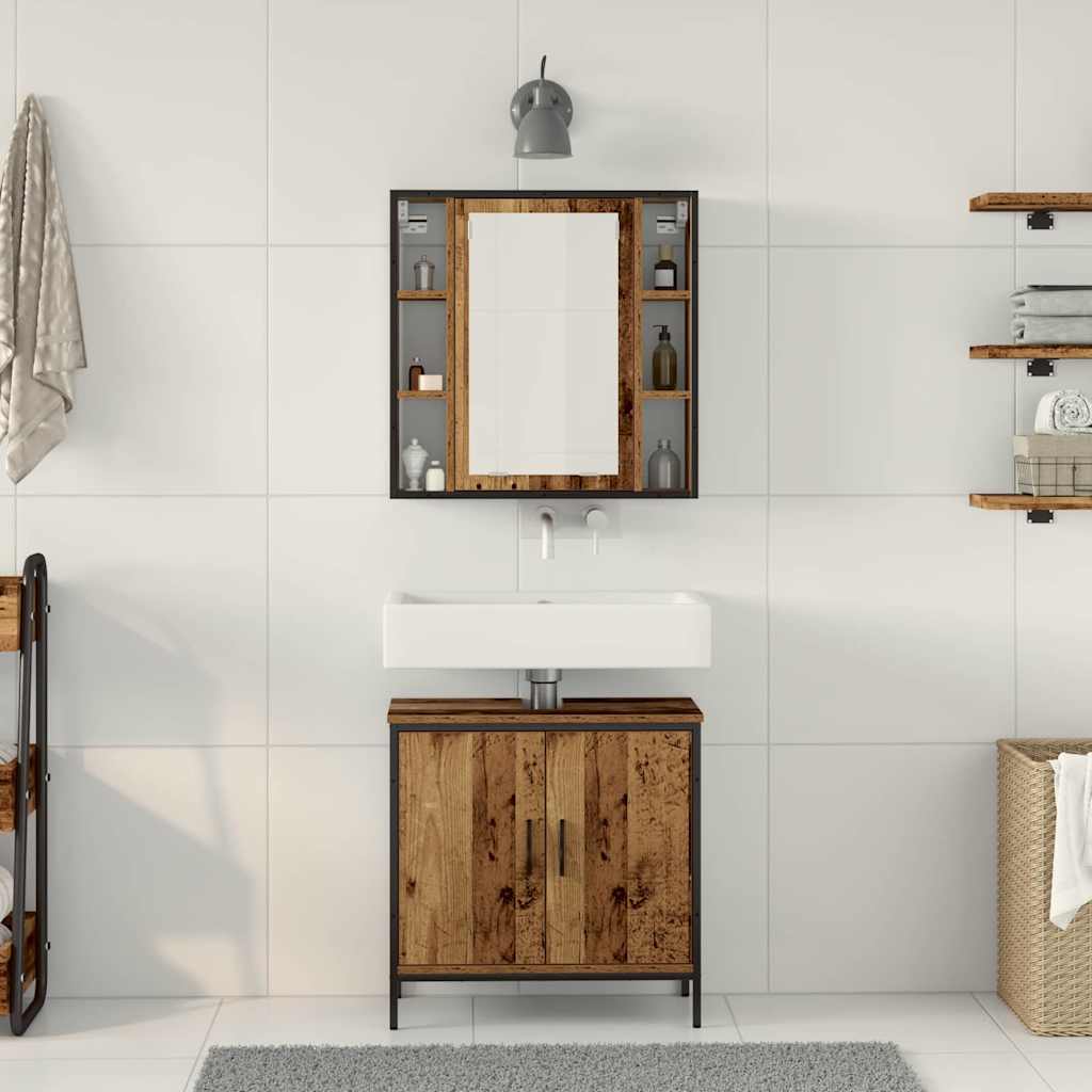 Bathroom Furniture Set with Shelf 2 pcs Brown 60 x 30 x 60 cm
