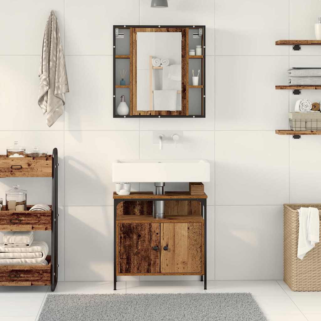 Bathroom Furniture Set with Shelf 2 pcs Brown 60 x 30 x 60 cm