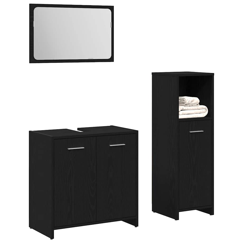 Bathroom Furniture Set 3 pcs Black Oak 60 x 33 x 60 cm