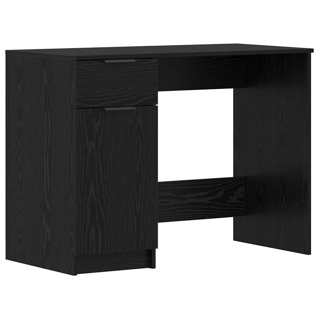 Desk with Drawer Black oak 133 x 50 x 75 cm Engineered wood