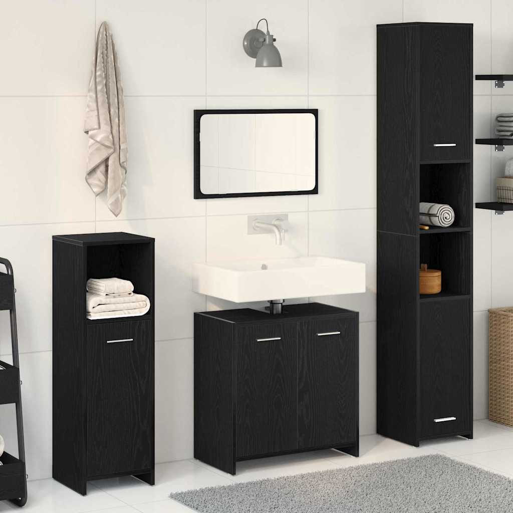 Bathroom Furniture Set 4 pcs Black Oak 30 x 30 x 183.5 cm