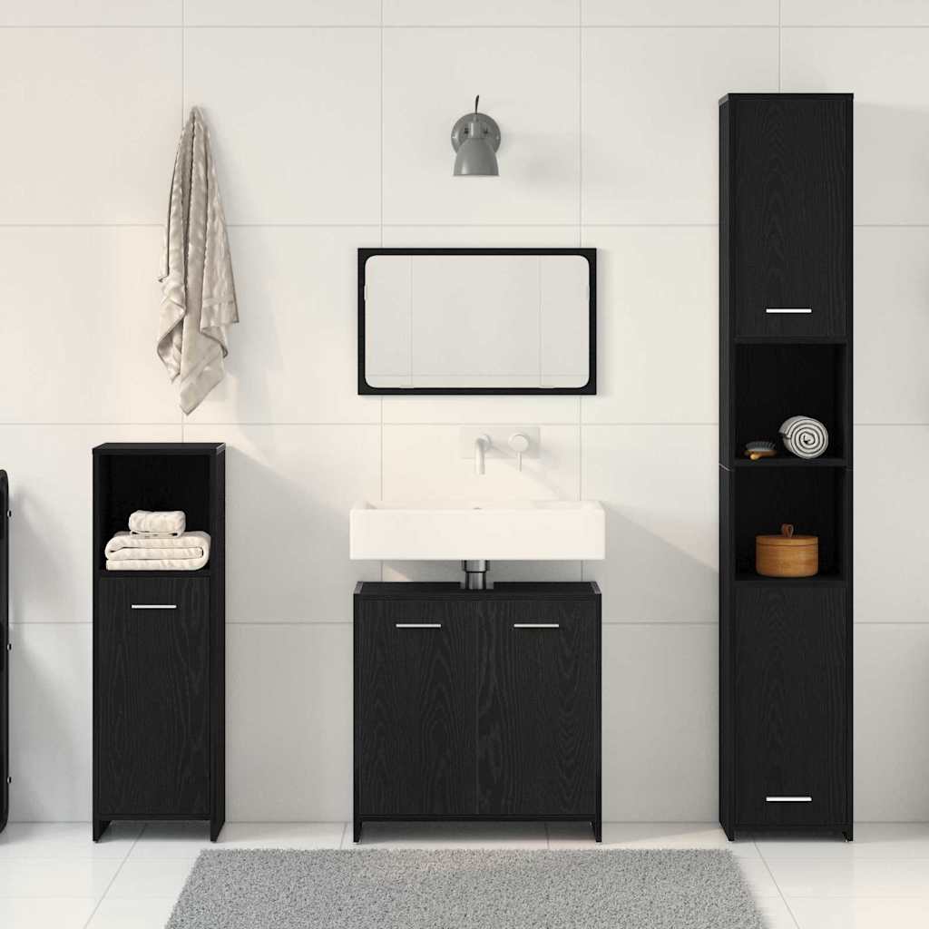 Bathroom Furniture Set 4 pcs Black Oak 30 x 30 x 183.5 cm