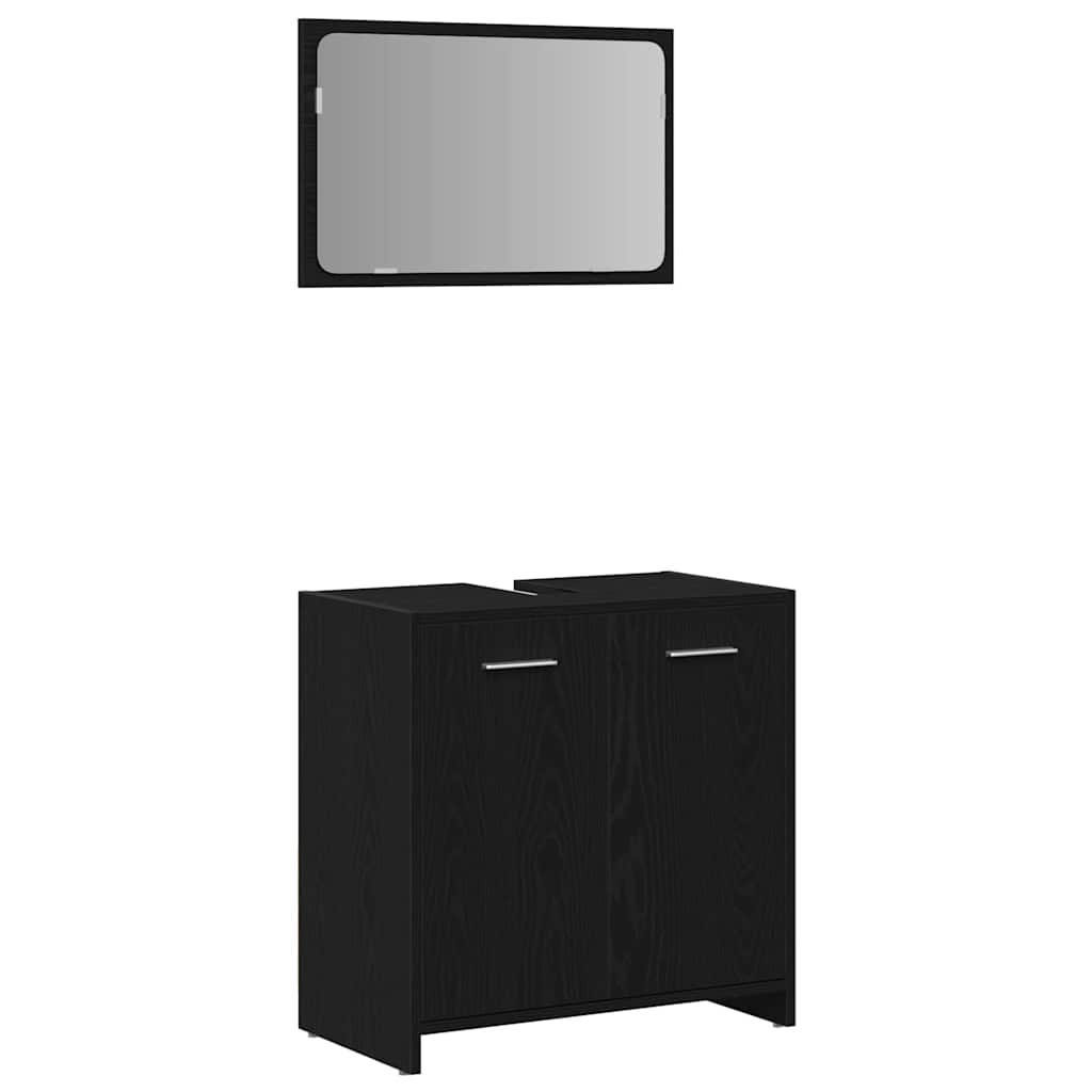 Bathroom Furniture Set 4 pcs Black Oak 30 x 30 x 183.5 cm