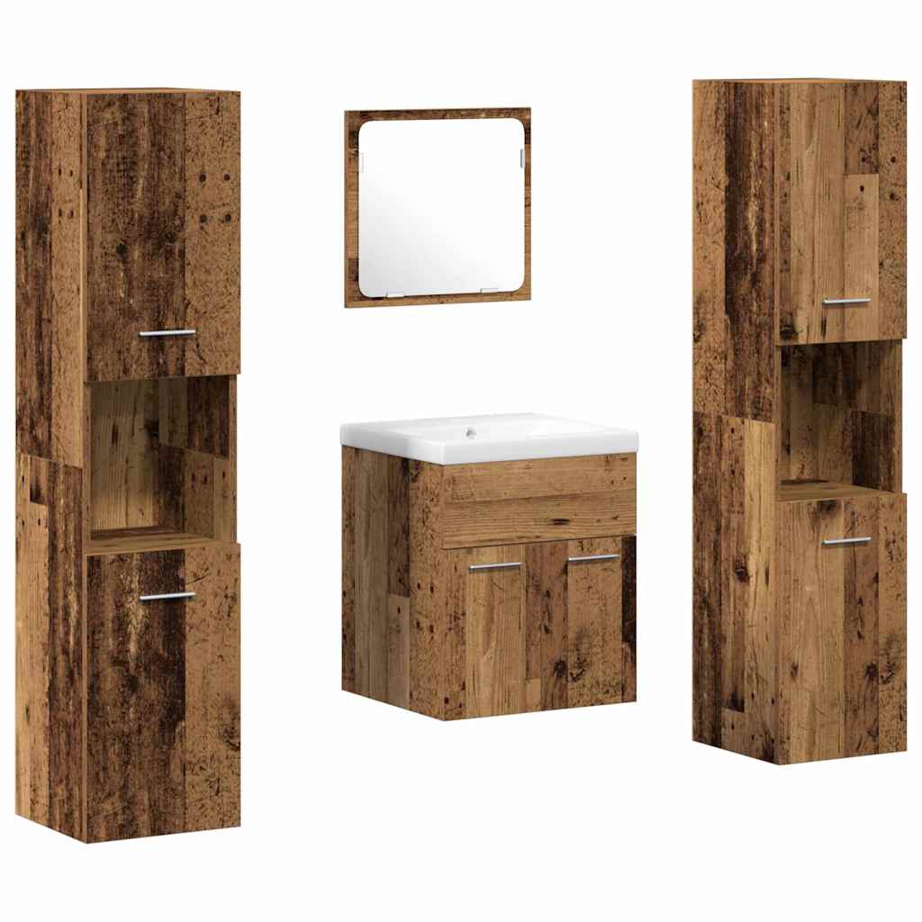 Bathroom Furniture Set 4 pcs Old Wood 41 x 38.5 x 46 cm