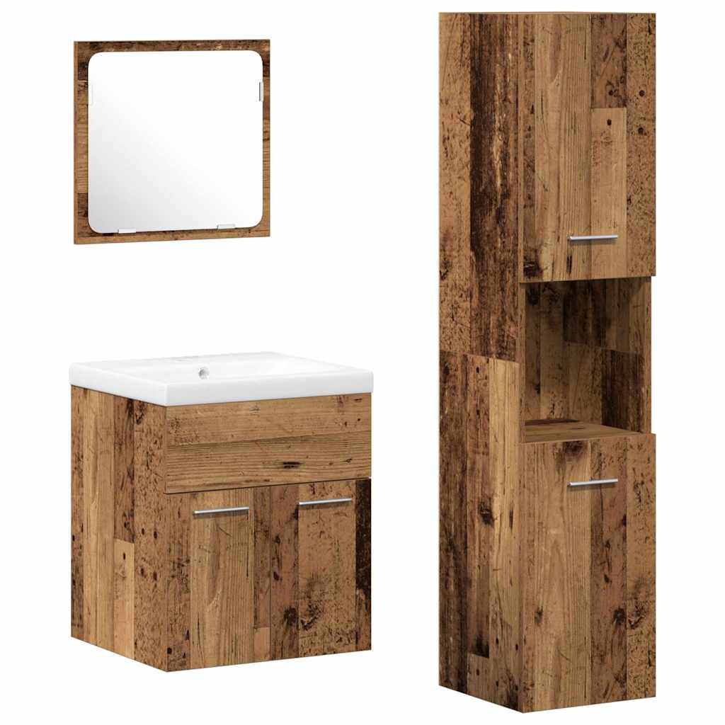 Bathroom Furniture Set 4 pcs Old Wood 41 x 38.5 x 46 cm