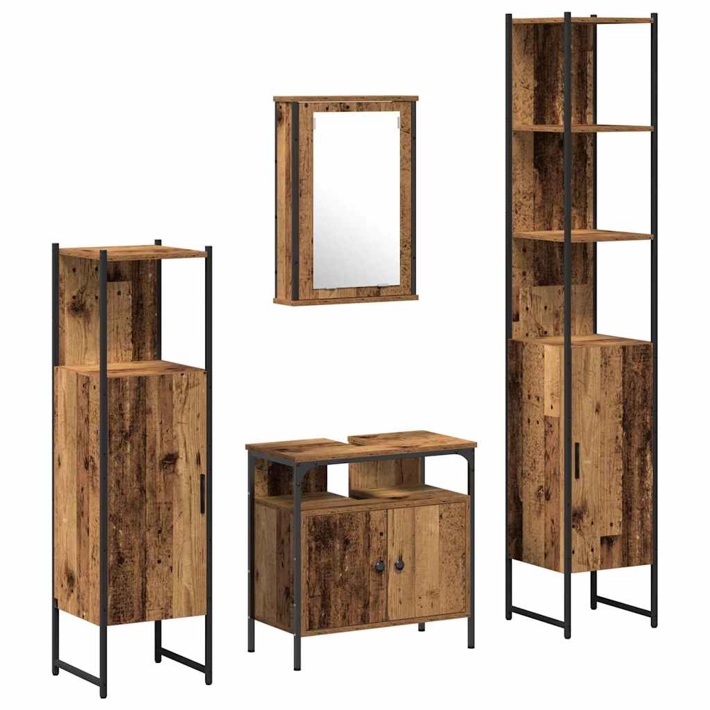 Bathroom Furniture Set 4 pcs Old wood 33 x 33 x 185.5 cm