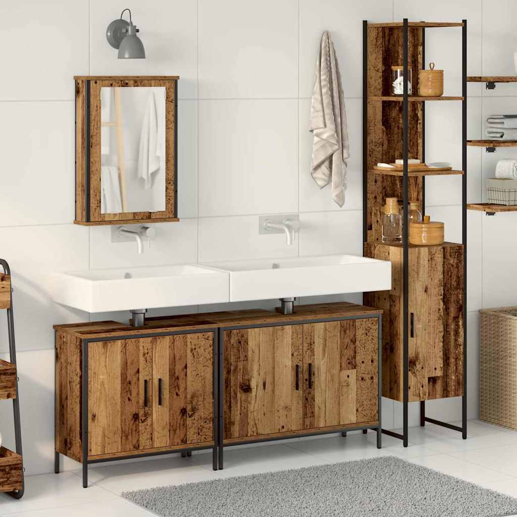 Bathroom Furniture Set with Door 4 pcs Brown 33 x 33 x 185.5 cm