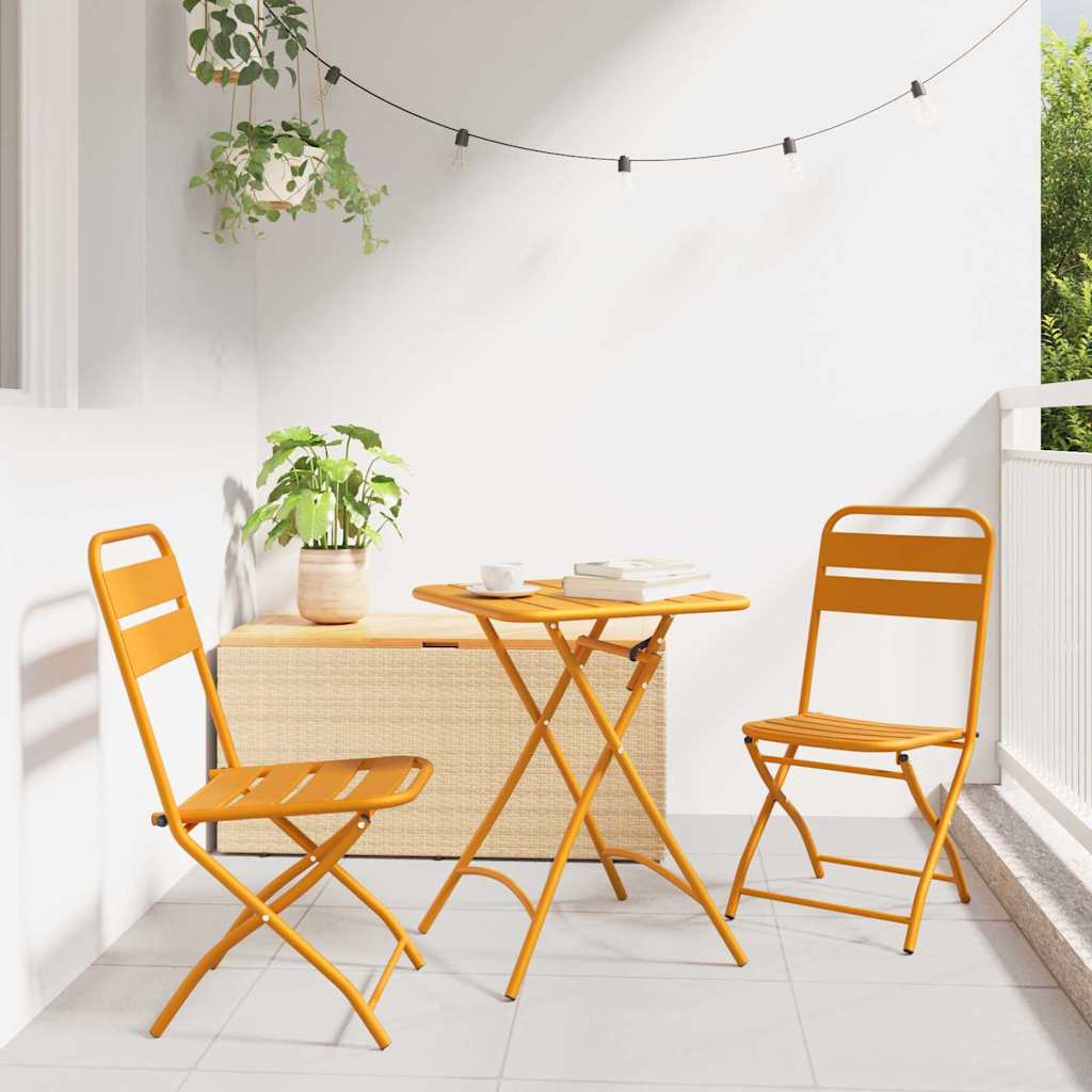 Garden Folding Chair 2 pcs Mustard 55 x 56.5 x 91cm Steel