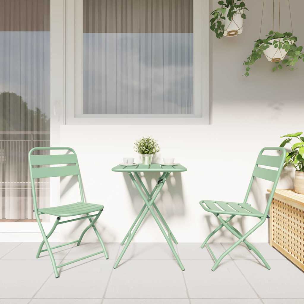 Garden Folding Chair Folding 2 pcs Green 55 x 56.5 x 91cm Steel