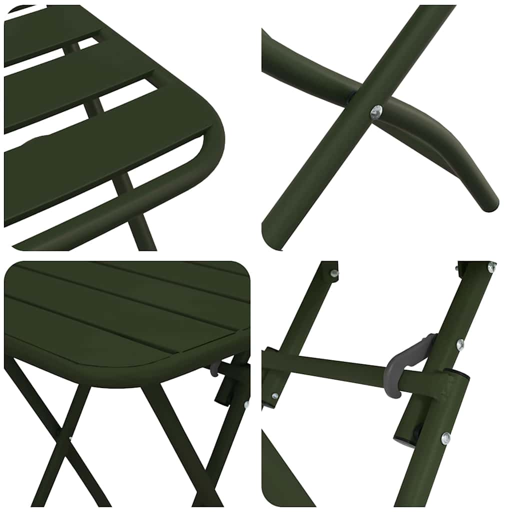 Bistro Set 3 pcs Dark green Steel