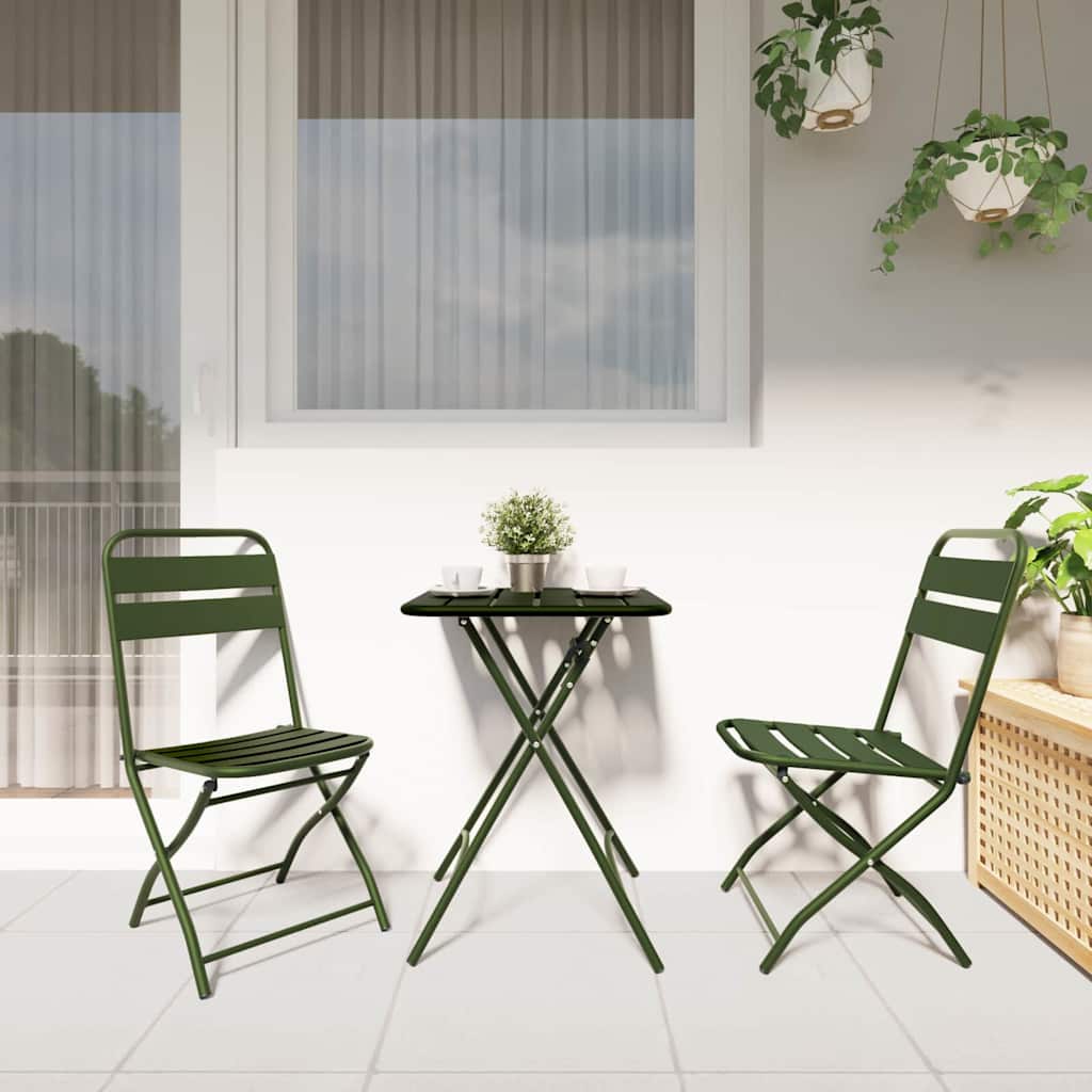 Bistro Set 3 pcs Dark green Steel