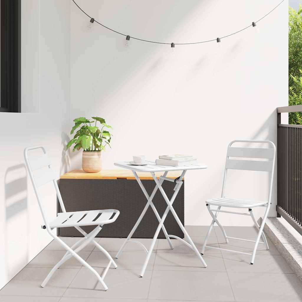Bistro Set 3 pcs White Steel