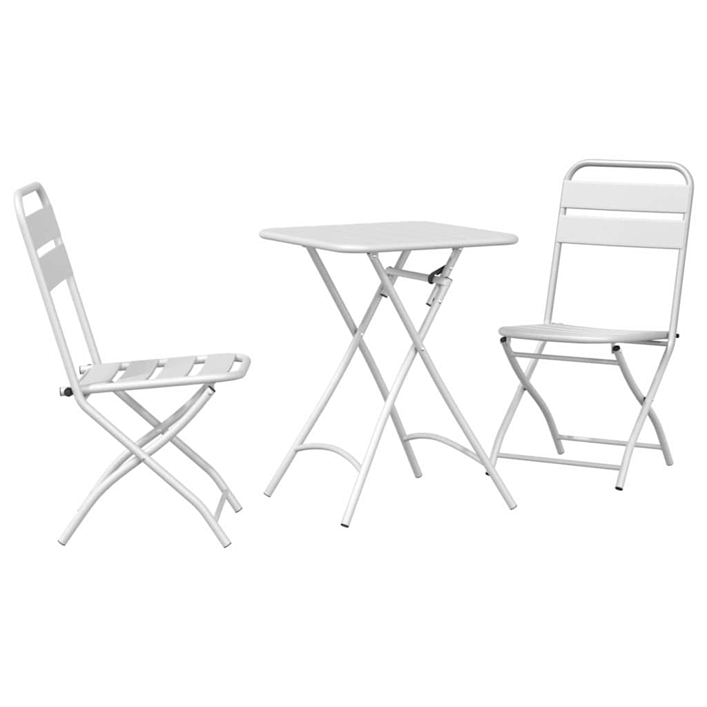 Bistro Set 3 pcs White Steel
