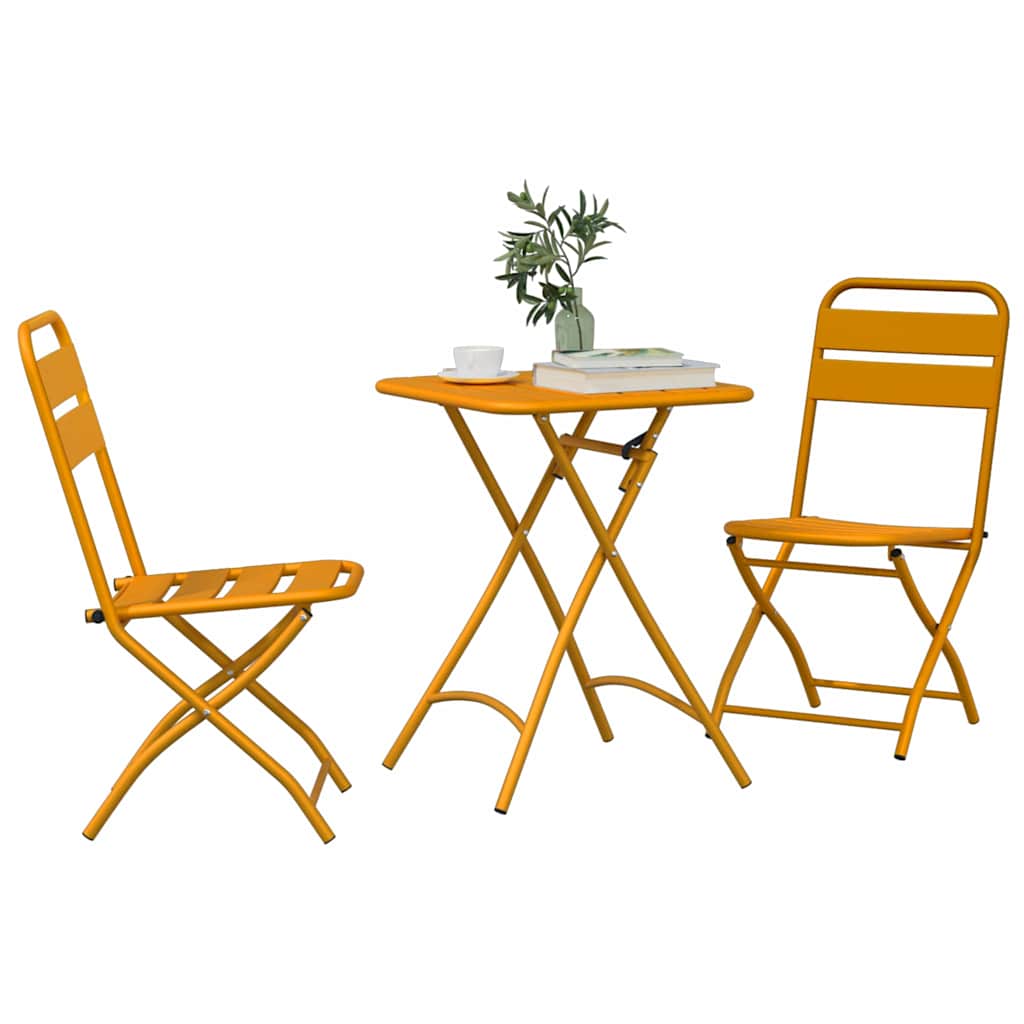 Bistro Set 3 pcs Mustard Steel
