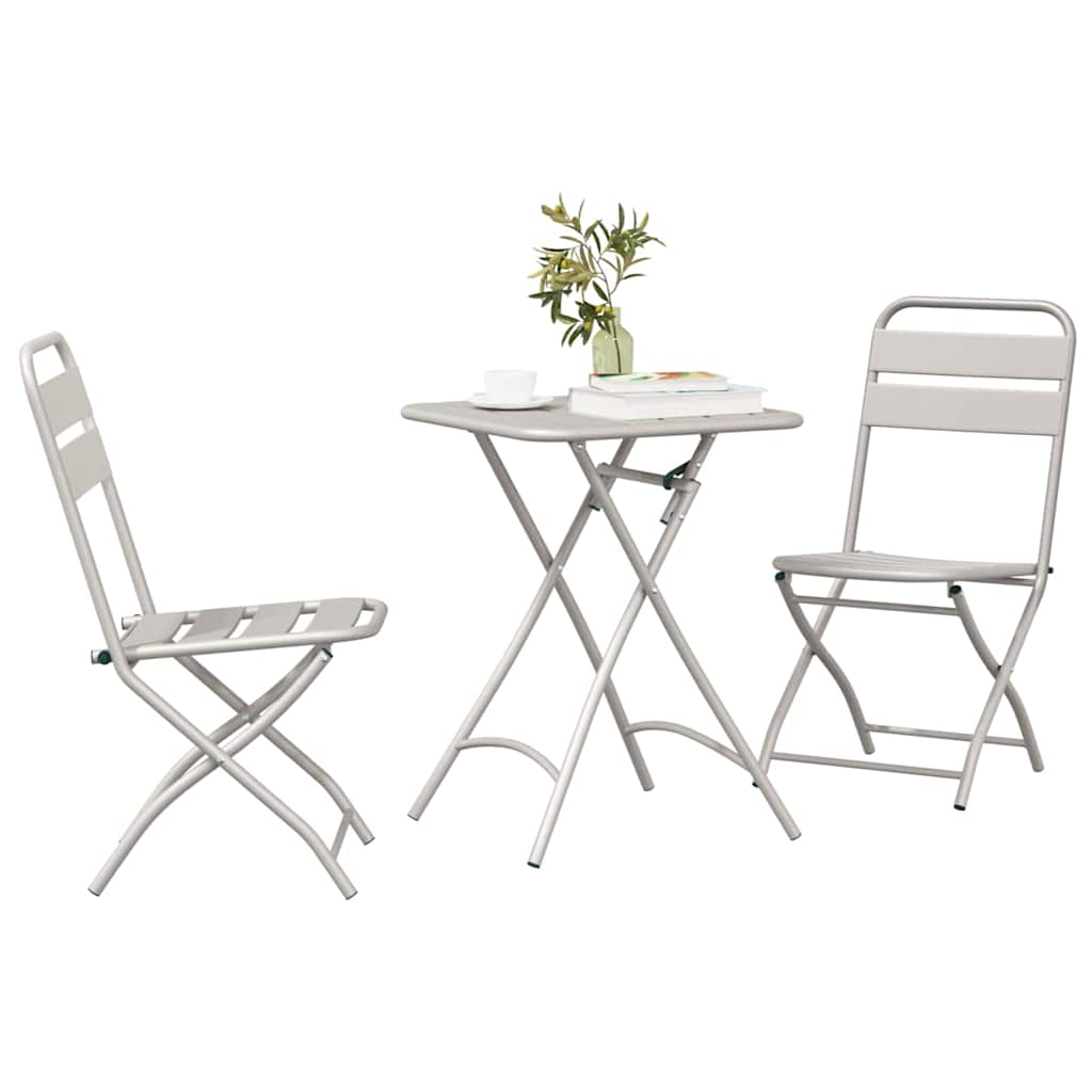 Bistro Set 3 pcs Beige Steel