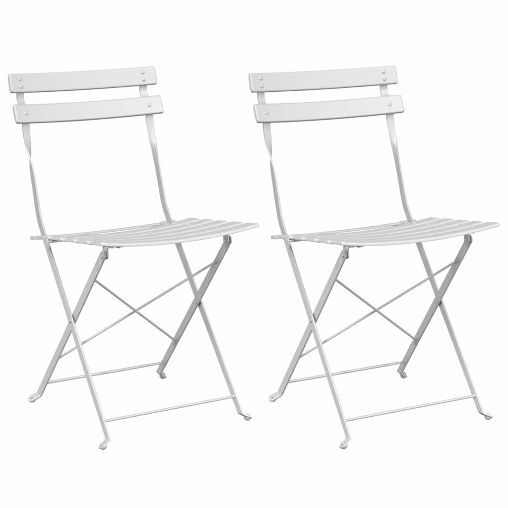 Garden Folding Chair Folding 2 pcs White 42 x 46 x 82cm Steel