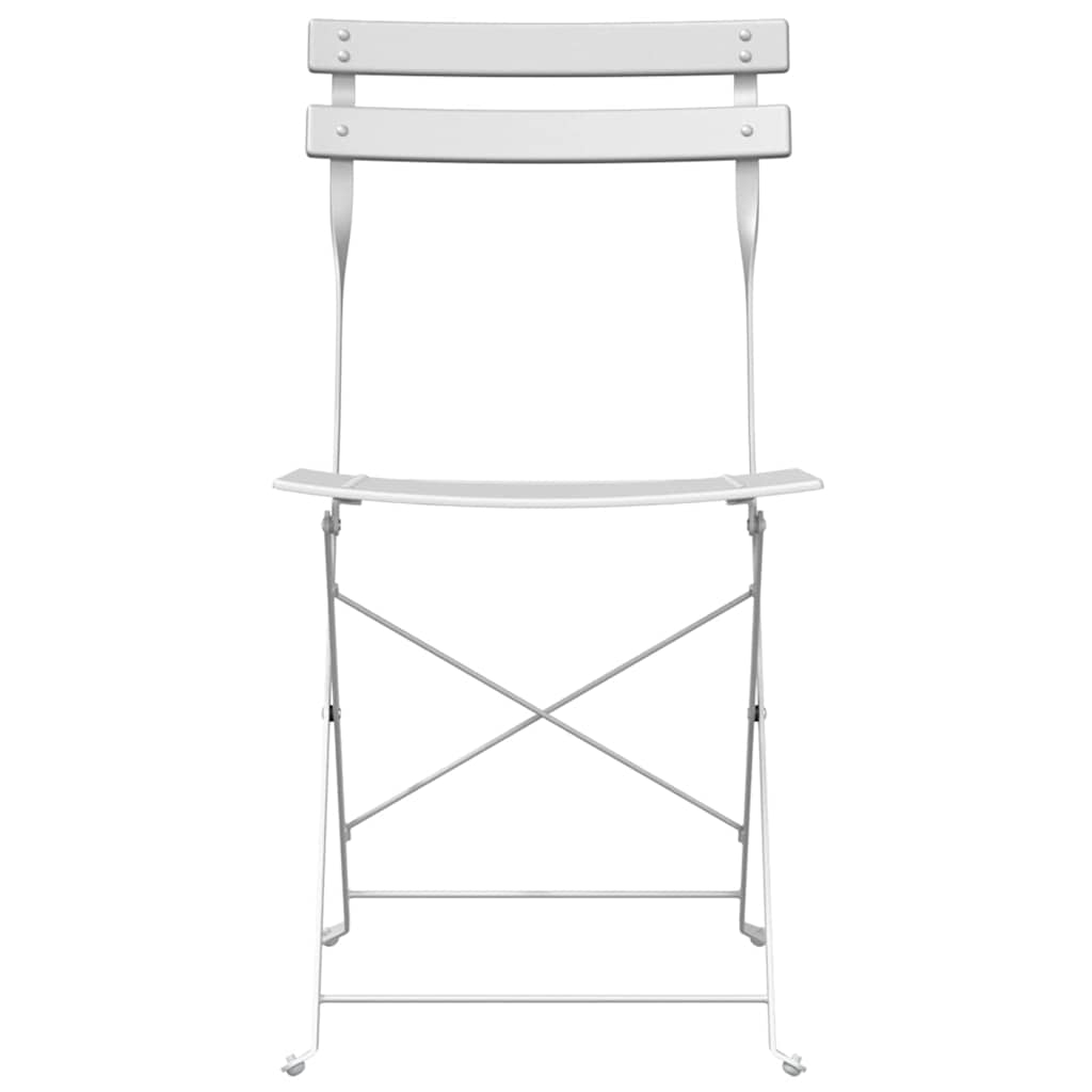 Garden Folding Chair Folding 2 pcs White 42 x 46 x 82cm Steel