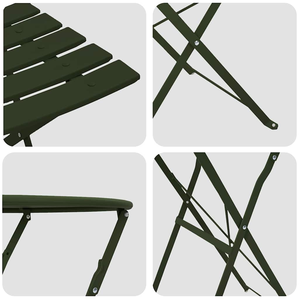 Folding Bistro Set 3 pcs Dark green Steel
