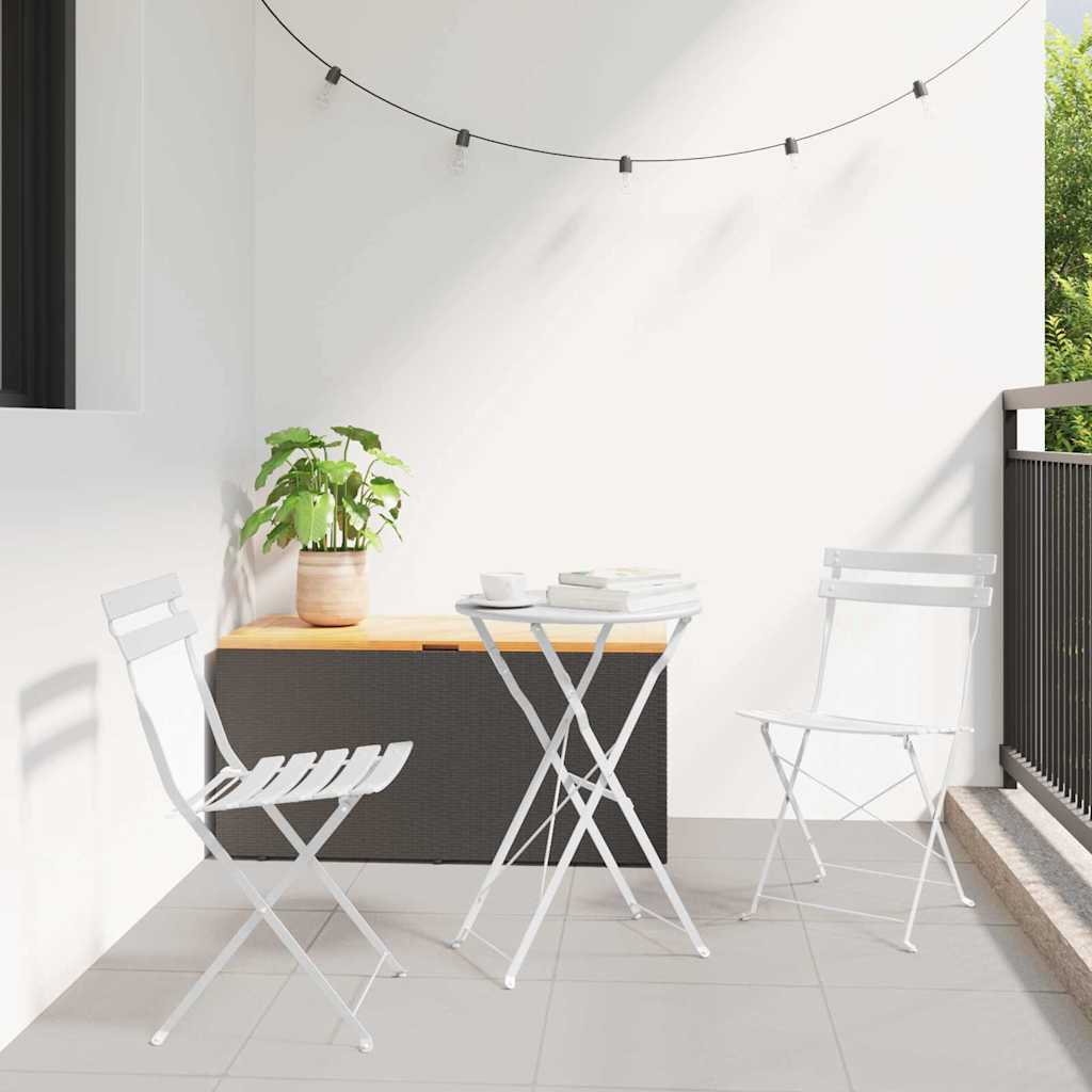 Folding Bistro Set 3 pcs White Steel