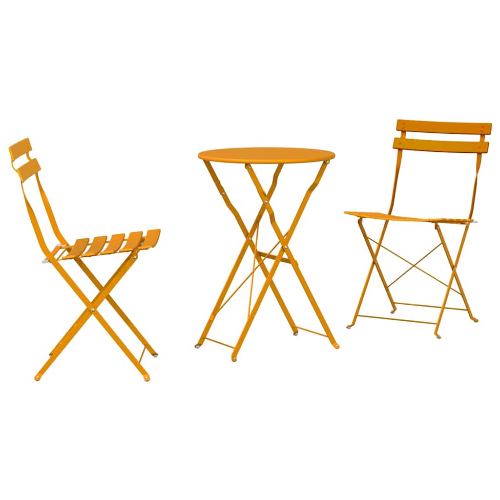 Folding Bistro Set 3 pcs Mustard Steel