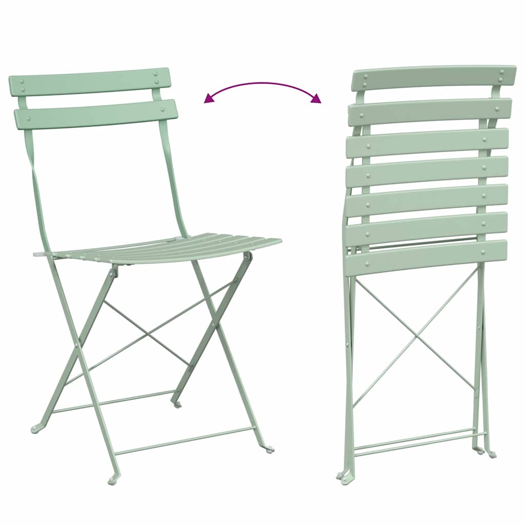 Folding Bistro Set 3 pcs Light mint Steel