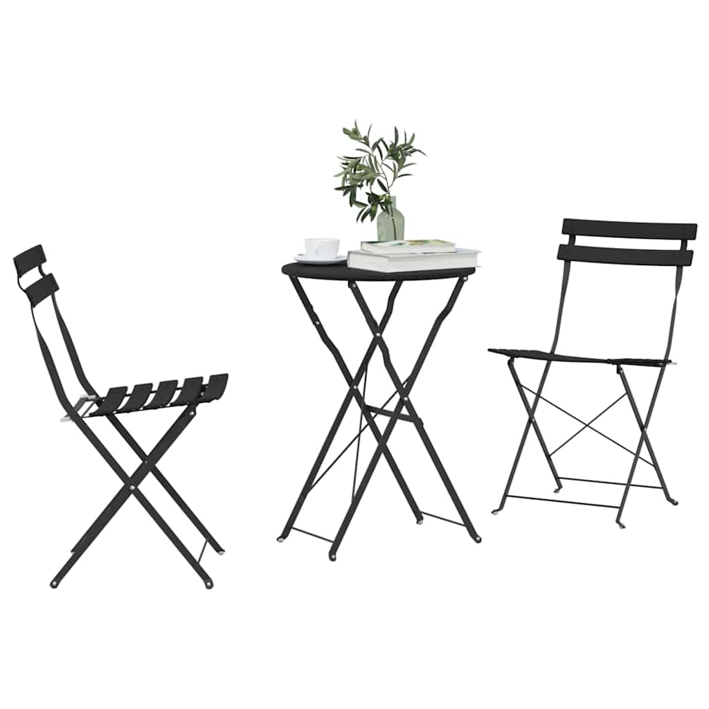 Folding Bistro Set 3 pcs Anthracite Steel