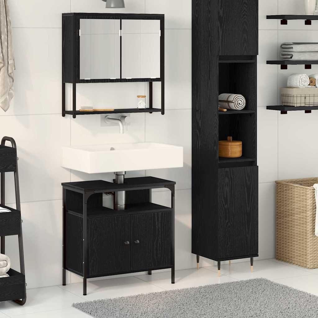 Bathroom Furniture Set with Storage 2 pcs Black 60 x 30 x 60 cm