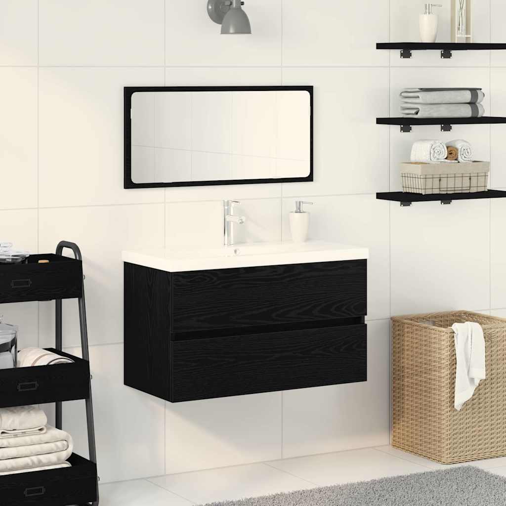 Bathroom Furniture Set 3 pcs Black oak 80 x 38.5 x 45 cm