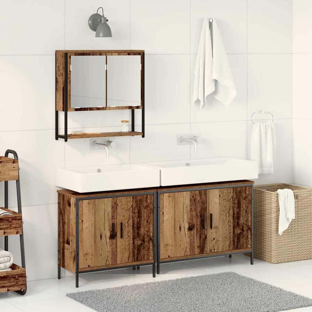Bathroom Furniture Set with Storage 3 pcs Brown 80 x 30 x 44 cm