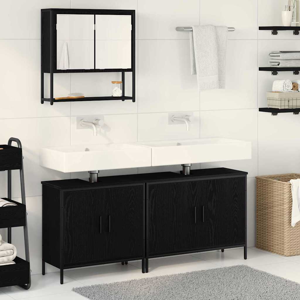 Bathroom Furniture Set with Storage 3 pcs Black 80 x 30 x 44 cm