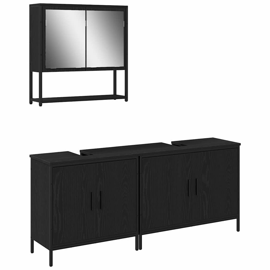 Bathroom Furniture Set with Storage 3 pcs Black 80 x 30 x 44 cm