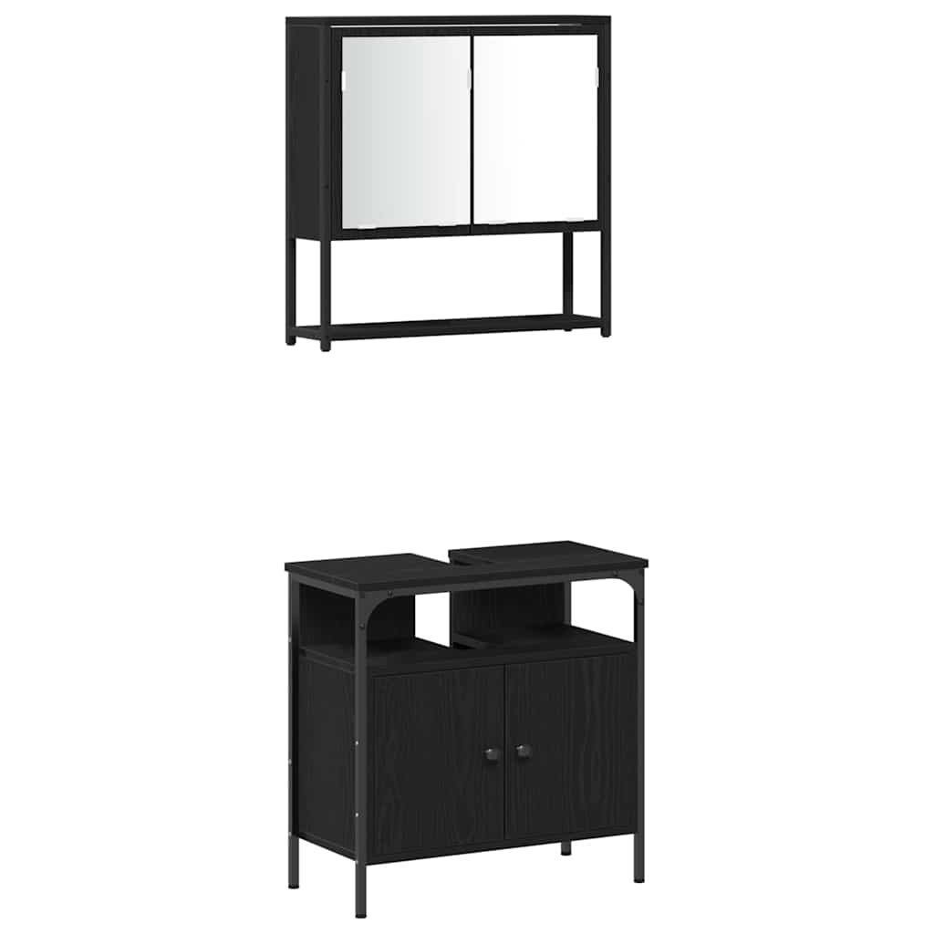 Bathroom Furniture Set with Door 3 pcs Black 33 x 33 x 120.5 cm