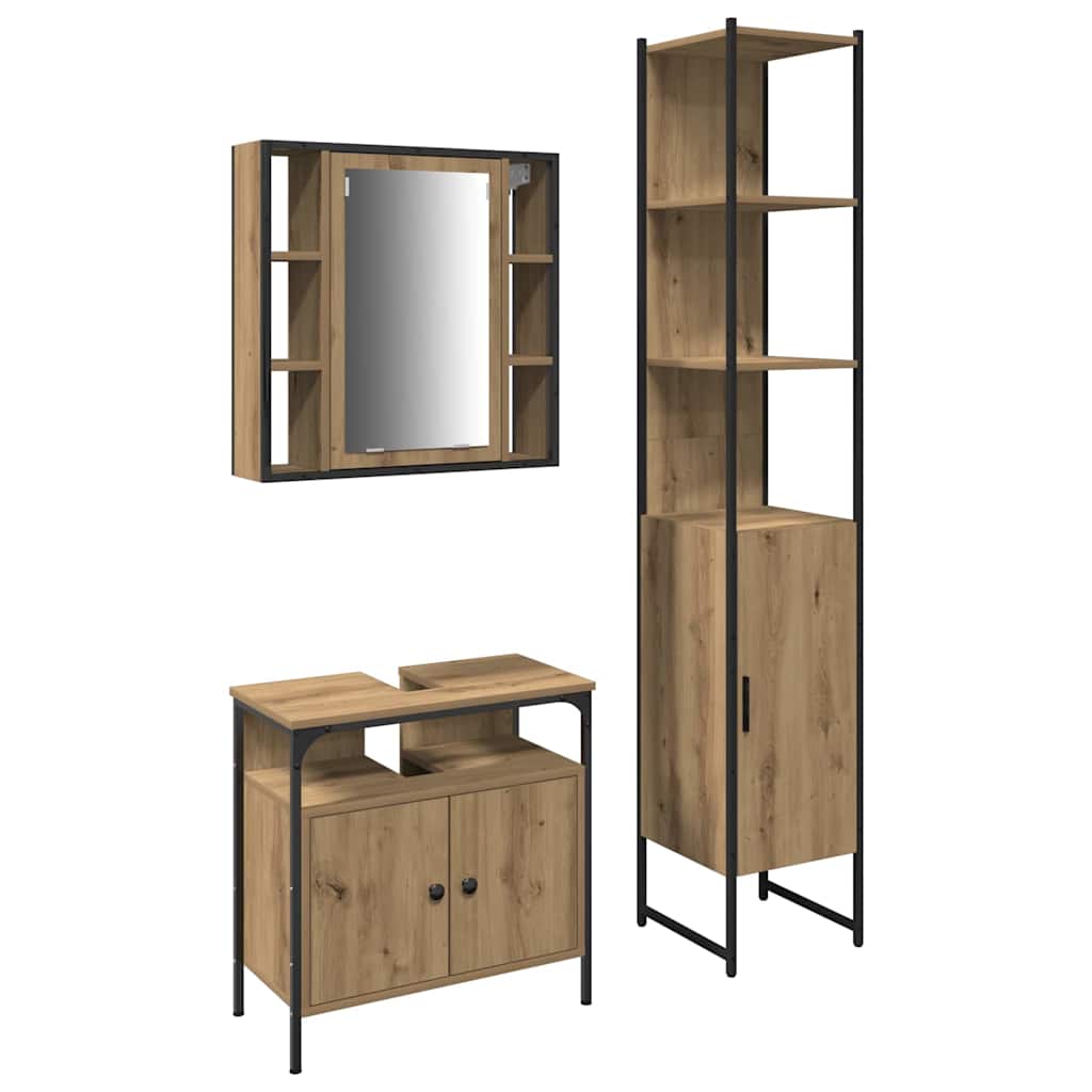 Bathroom Cabinet Set Other 3 pcs Artisan oak 33 x 33 x 185.5 cm