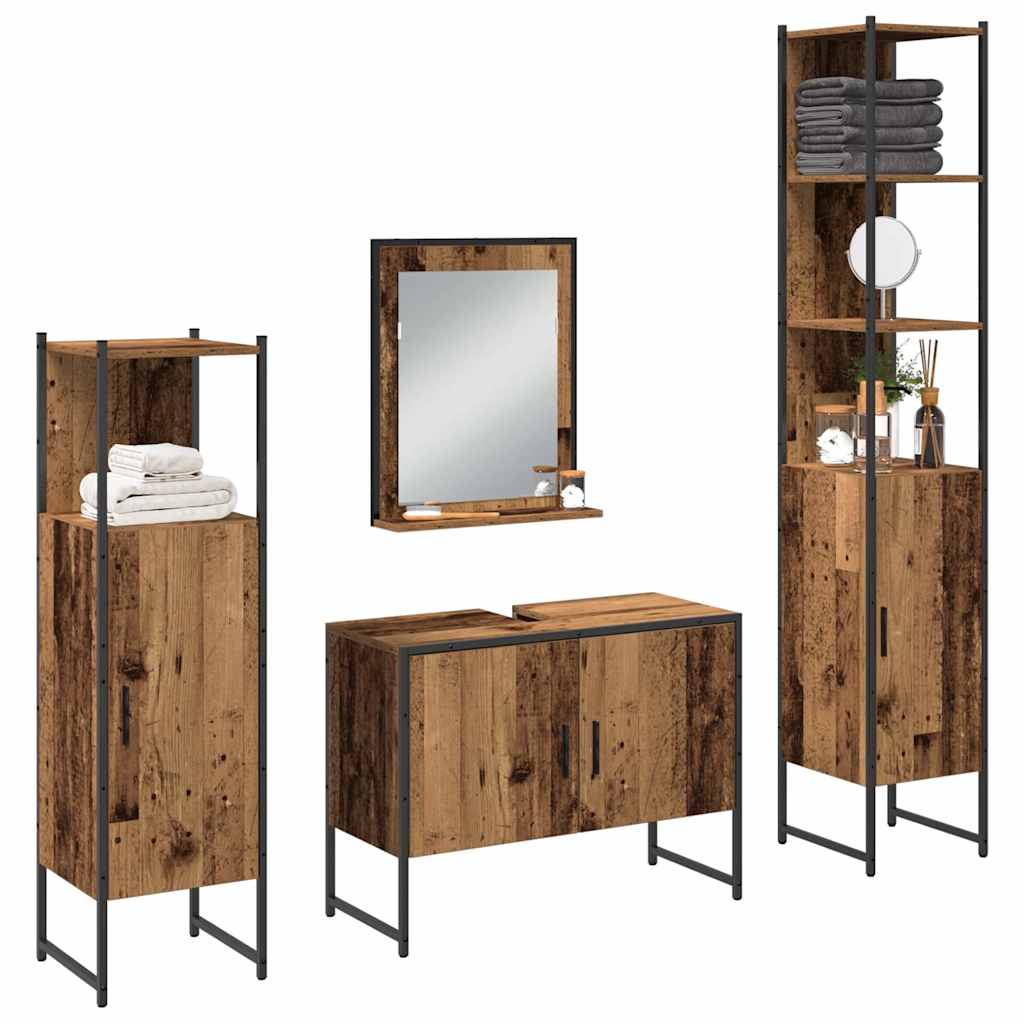 Bathroom Furniture Set with Door 4 pcs Brown 33 x 33 x 185.5 cm