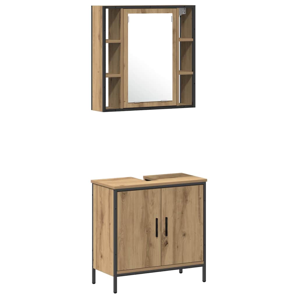 Bathroom Furniture Set with Door 4 pcs Brown 33 x 33 x 185.5 cm